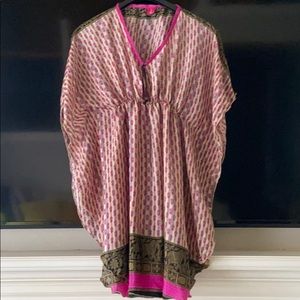 Pink and Brown Patterned Women's Dress